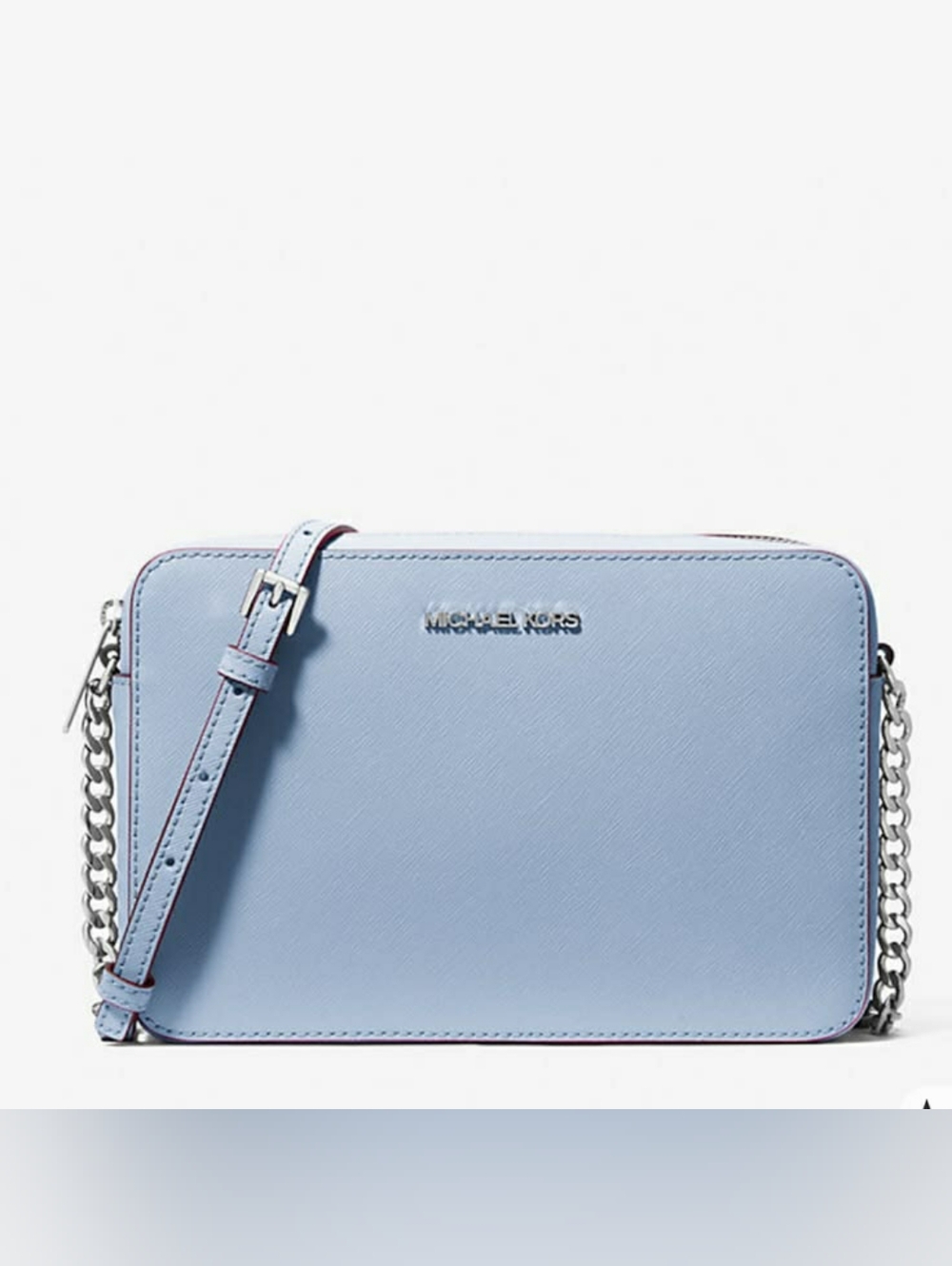 Michael Kors Jet Set Large Saffiano Leather Crossbody Sky Blue Bag